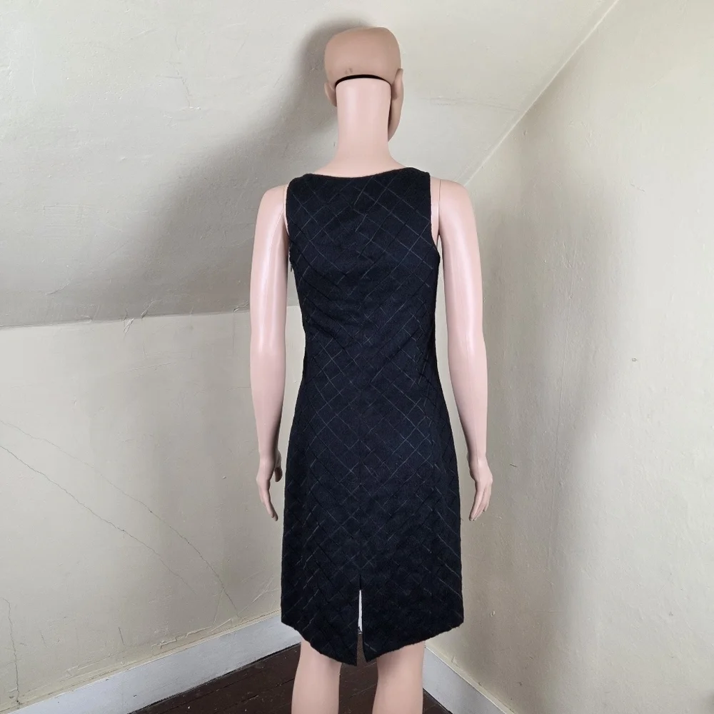 Beatriz Canedo Patiño‎ Alpaca Lambswool Black Sleeveless Dress Textured Grid